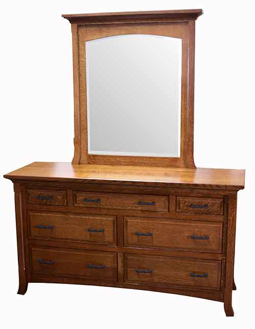 Amish Homestead 7 Drawer Dresser with Mirror - Click Image to Close