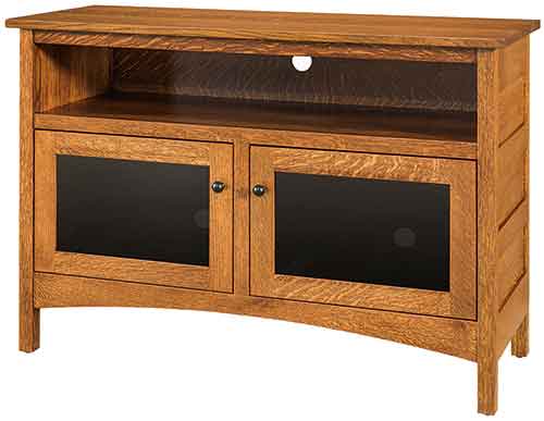 Amish Granny Mission TV Stand with Sound Bar Shelf - Click Image to Close