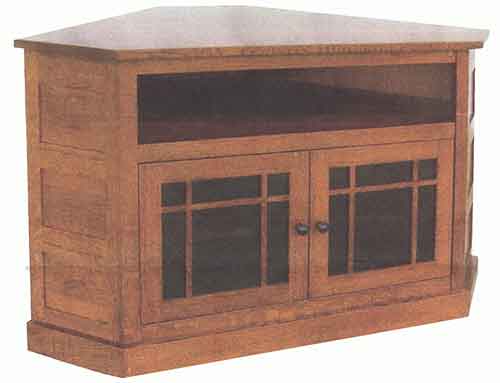 Amish Granny Mission Corner TV Cabinet w/Enclosed Base