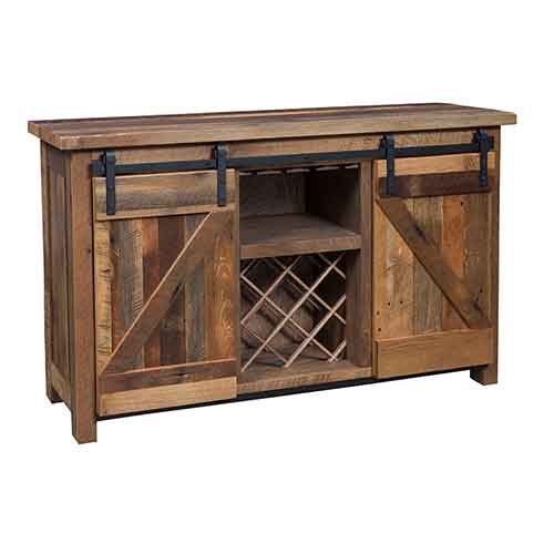 Amish Made Barn Door Wine Server w/ Goblet Holders - Click Image to Close