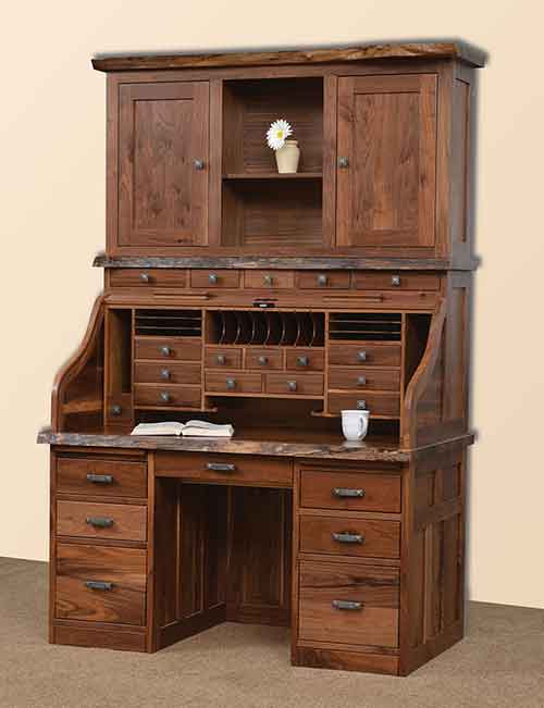Deluxe Rolltop and Hutch with Live Edge - Click Image to Close