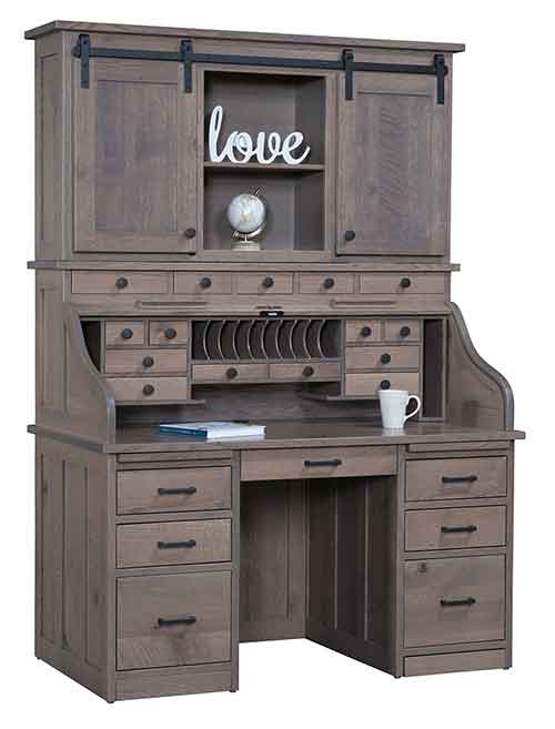 Mission Rolltop with Barn Door Hutch - Click Image to Close