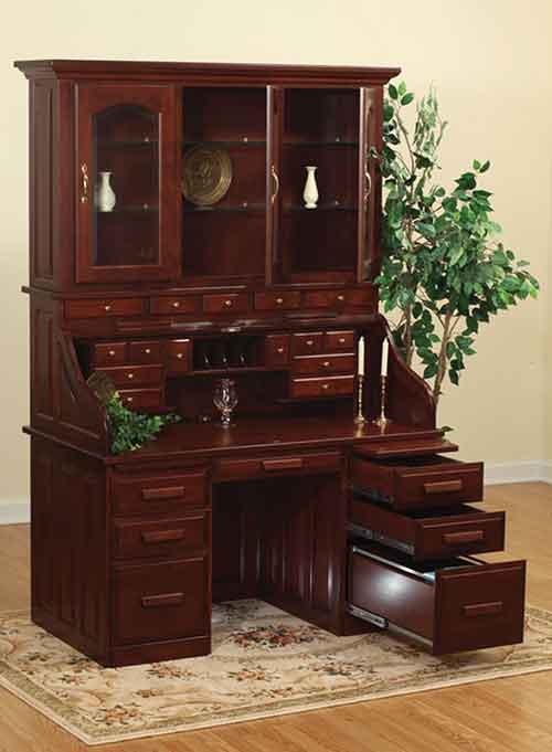 Traditional Rolltop with Hutch and Drawers on Top
