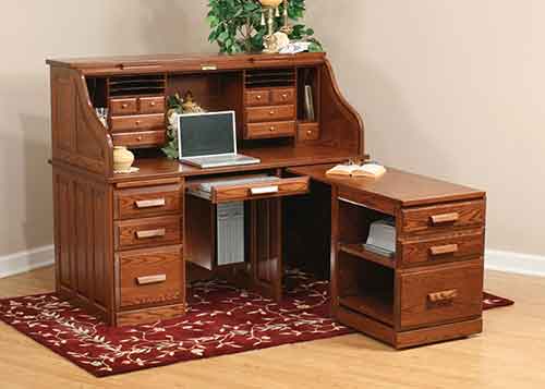 Computer Rolltop Desk with Pull Out Return