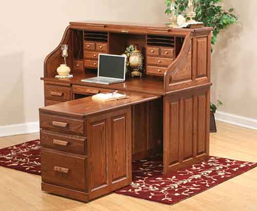 Computer Rolltop Desk with Pull Out Return - Click Image to Close