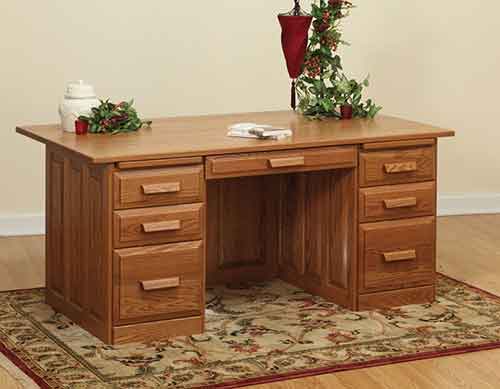 Tradition Executive Desk with Raised Panel Back - Click Image to Close